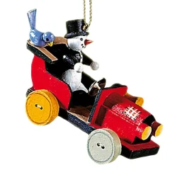 Käthes Original Baumschmuck Aus Holz-Auto Mit Schneemann