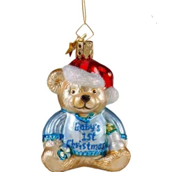 Poesie in Glas Baumschmuck Aus Glas-Bar "Baby'S 1St Christmas" (Blau)