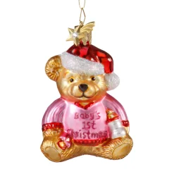 Poesie in Glas Baumschmuck Aus Glas-Bar "Baby'S 1St Christmas" (Rosa)