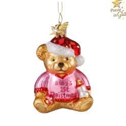 Poesie in Glas Baumschmuck Aus Glas-Bar "Baby'S 1St Christmas" (Rosa)