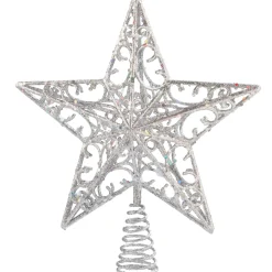 Käthe Wohlfahrt Baumspitzen-Baumspitze Stern Mit Glimmer, Silber