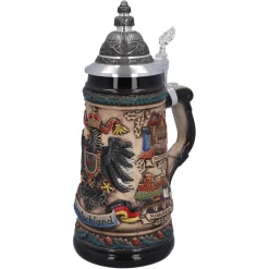 Käthe Wohlfahrt Bierkruge-Bierkrug Mit Zinndeckel "Deutschland", Bunt-Natur, 0,5L