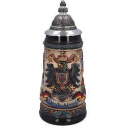 Käthe Wohlfahrt Bierkruge-Bierkrug Mit Zinndeckel "Deutschland", Bunt-Natur, 0,5L