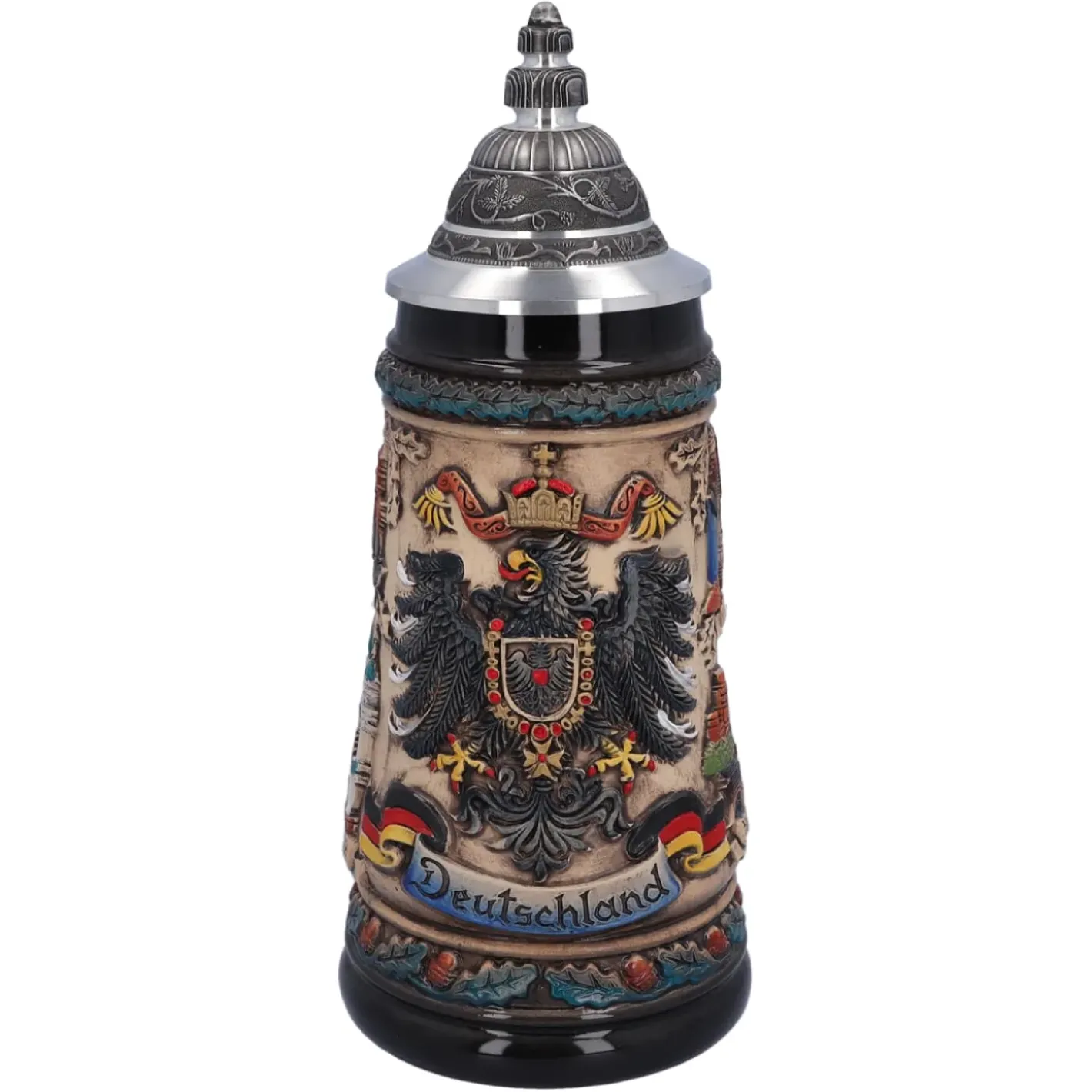 Käthe Wohlfahrt Bierkruge-Bierkrug Mit Zinndeckel "Deutschland", Bunt-Natur, 0,5L