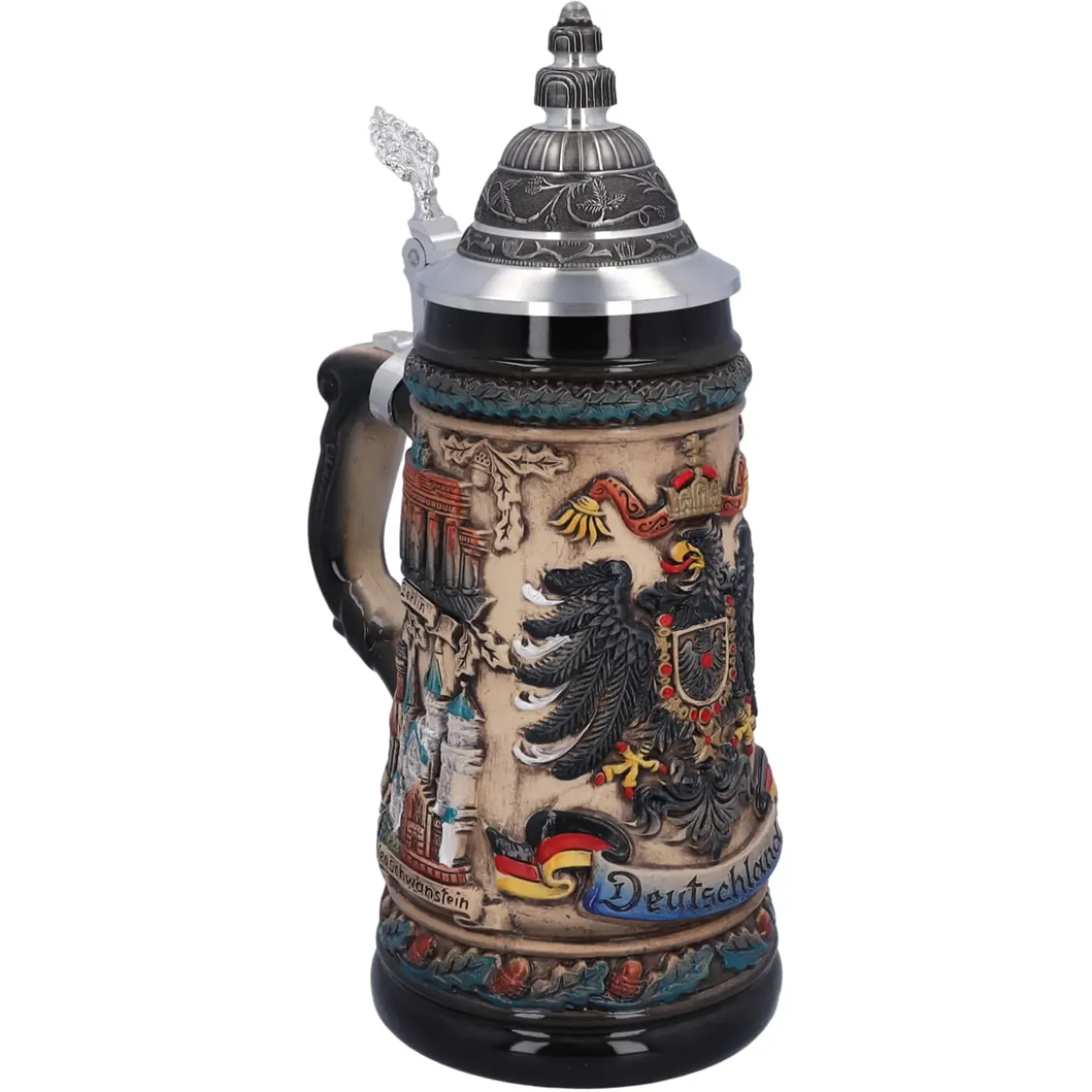 Käthe Wohlfahrt Bierkruge-Bierkrug Mit Zinndeckel "Deutschland", Bunt-Natur, 0,5L