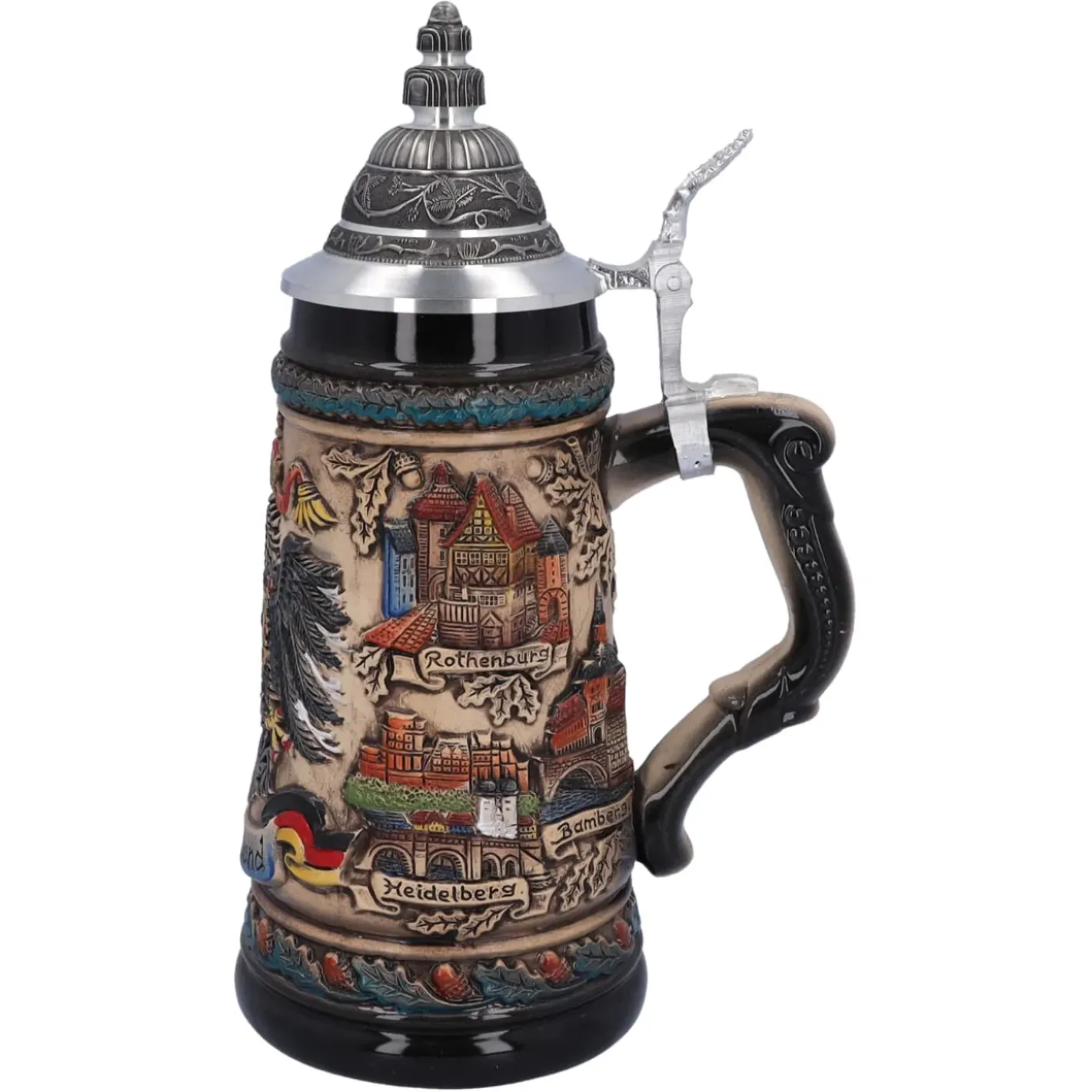 Käthe Wohlfahrt Bierkruge-Bierkrug Mit Zinndeckel "Deutschland", Bunt-Natur, 0,5L