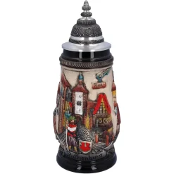 Käthe Wohlfahrt Bierkruge-Bierkrug Mit Zinndeckel "Rothenburg", Natur, 0,25 L