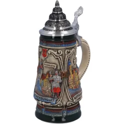 Käthe Wohlfahrt Bierkruge-Bierkrug Mit Zinndeckel "Rothenburg Mit Ritter", 0,25L