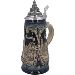 Käthe Wohlfahrt Rothenburg Motive-Bierkrug Mit Zinndeckel "Rothenburg Mit Ritter", 0,5L
