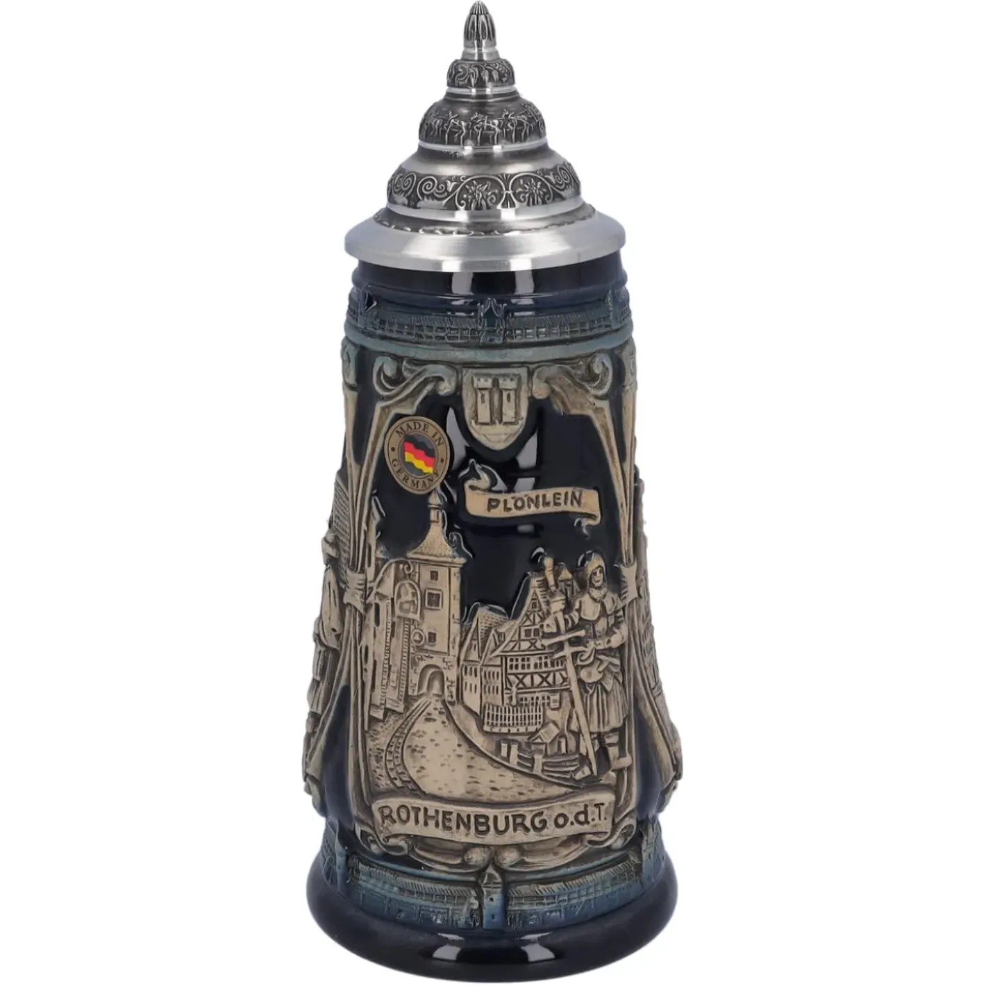 Käthe Wohlfahrt Rothenburg Motive-Bierkrug Mit Zinndeckel "Rothenburg Mit Ritter", 0,5L