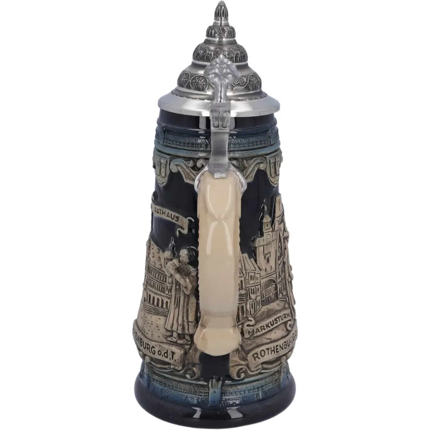 Käthe Wohlfahrt Rothenburg Motive-Bierkrug Mit Zinndeckel "Rothenburg Mit Ritter", 0,5L
