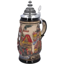 Käthe Wohlfahrt Bierkruge-Bierkrug Mit Zinndeckel "Rothenburg", Natur, 0,5L
