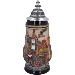 Käthe Wohlfahrt Bierkruge-Bierkrug Mit Zinndeckel "Rothenburg", Natur, 0,5L