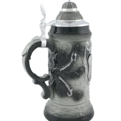 Käthe Wohlfahrt Bierkruge-Bierkrug Mit Zinndeckel "Stadtbild Rothenburg", Grau, 0,5L