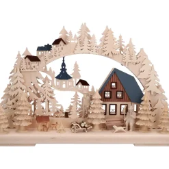 RATAGS Holzdesign Schwibbögen-3-D Schwibbögen "Holzfallerhaus", 230V Mit Usb A-Anschluss