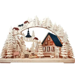 RATAGS Holzdesign Schwibbögen-3-D Schwibbögen "Holzfallerhaus", 115V Mit Usb A-Anschluss