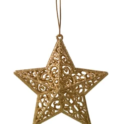 Käthe Wohlfahrt Baumschmuck Aus Kunststoff-3-D Stern Mit Glimmer, Gold