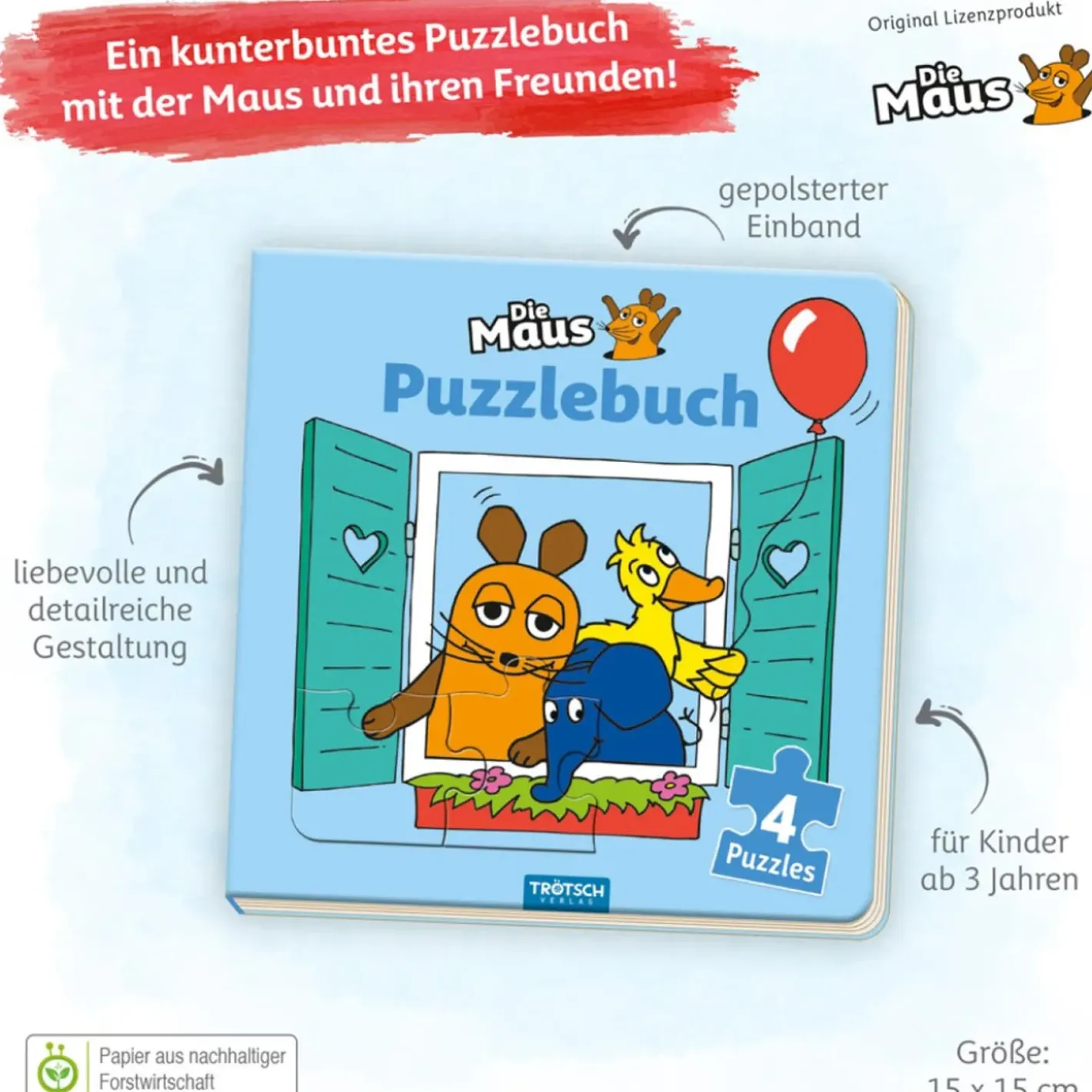 Trötsch Verlag Die Maus-Die Maus Puzzlebuch Quadratisch