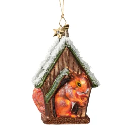 Poesie in Glas Baumschmuck Aus Glas-Eichhornchen Im Vogelhaus