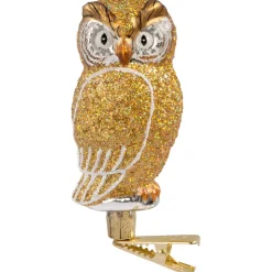 Poesie in Glas Baumschmuck Aus Glas-Eule Gold Mit Clip