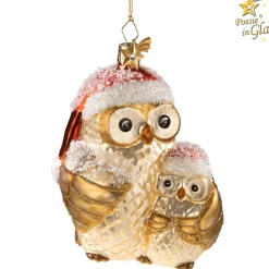 Poesie in Glas Baumschmuck Aus Glas-Eulenmutter Mit Kind