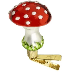 Poesie in Glas Baumschmuck Aus Glas-Fliegenpilz Mit Clip, Gros (5Cm)