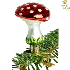 Poesie in Glas Baumschmuck Aus Glas-Fliegenpilz Mit Clip, Gros (5Cm)