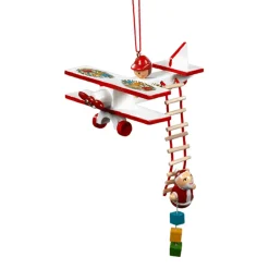 Käthes Original Baumschmuck Aus Holz-Flugzeug Mit Weihnachtsmann