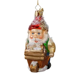 Poesie in Glas Baumschmuck Aus Glas-Gartenzwerg Mit Schubkarre