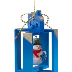 Käthes Original Baumschmuck Aus Holz-Geschenkpackchen Mit Schneemann, Blau
