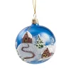 Käthe Wohlfahrt Baumkugeln Und Set-Angebote-Glaskugel Blau Kirche Im Winter, 7 Cm