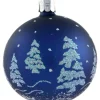 Käthe Wohlfahrt Baumkugeln Und Set-Angebote-Glaskugel Blau Mit Glitzer Baumen, 7 Cm