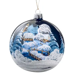Käthe Wohlfahrt Baumkugeln Und Set-Angebote-Glaskugel Blau Winterlandschaft, 10 Cm