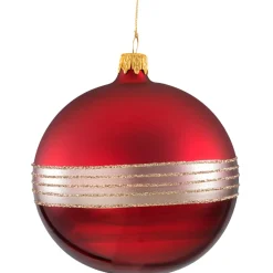 Käthe Wohlfahrt Baumkugeln Und Set-Angebote-Glaskugel Bordeaux Matt Mit Glitterband, 10Cm