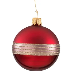 Käthe Wohlfahrt Baumkugeln Und Set-Angebote-Glaskugel Bordeaux Matt/Lack Mit Glitterband, 6Cm