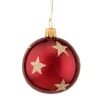 Käthe Wohlfahrt Baumkugeln Und Set-Angebote-Glaskugel Bordeaux Mit Goldsternen, 6 Cm