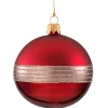 Käthe Wohlfahrt Baumkugeln Und Set-Angebote-Glaskugel Bordeauxrot Mit Glitterband, 8Cm