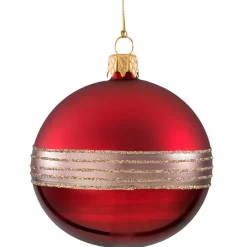 Käthe Wohlfahrt Baumkugeln Und Set-Angebote-Glaskugel Bordeauxrot Mit Glitterband, 8Cm