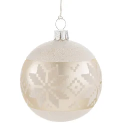 Käthe Wohlfahrt Baumkugeln Und Set-Angebote-Glaskugel Creme Mit Weisem Muster, 7 Cm