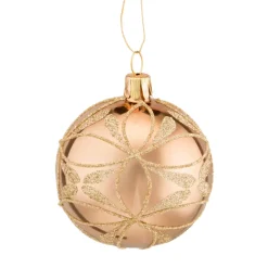 Käthe Wohlfahrt Baumkugeln Und Set-Angebote-Glaskugel Gold Mit Blutennetz, 6 Cm