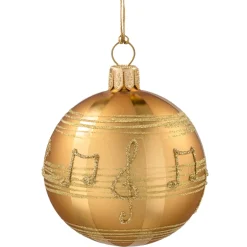 Käthe Wohlfahrt Baumkugeln Und Set-Angebote-Glaskugel Gold Mit Noten, 6 Cm