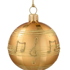 Käthe Wohlfahrt Baumkugeln Und Set-Angebote-Glaskugel Gold Mit Noten, 8 Cm