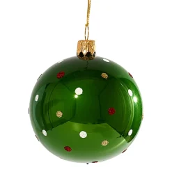 Käthe Wohlfahrt Baumkugeln Und Set-Angebote-Glaskugel Grun Mit Bunten Punkten, 7 Cm