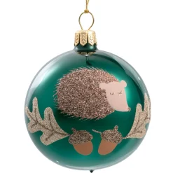 Käthe Wohlfahrt Baumkugeln Und Set-Angebote-Glaskugel Grun Mit Igel, 7 Cm