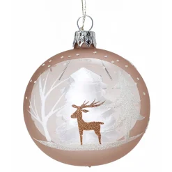 Käthe Wohlfahrt Baumkugeln Und Set-Angebote-Glaskugel Hellbraun Mit Winterwald, 7Cm