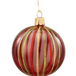 Käthe Wohlfahrt Baumkugeln Und Set-Angebote-Glaskugel Klar Mit Bunten Streifen, 7 Cm