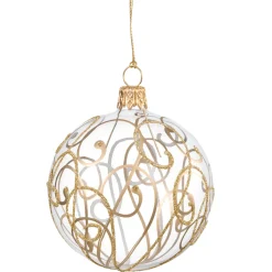 Käthe Wohlfahrt Baumkugeln Und Set-Angebote-Glaskugel Klar Mit Goldschnorkeln, 7 Cm
