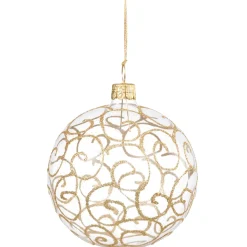 Käthe Wohlfahrt Baumkugeln Und Set-Angebote-Glaskugel Klar Mit Goldschnorkeln, 6 Cm