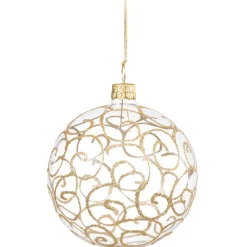 Käthe Wohlfahrt Baumkugeln Und Set-Angebote-Glaskugel Klar Mit Goldschnorkeln, 8 Cm