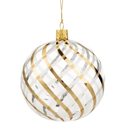 Käthe Wohlfahrt Baumkugeln Und Set-Angebote-Glaskugel Klar Mit Gold-Weisem Netzdekor, 10 Cm